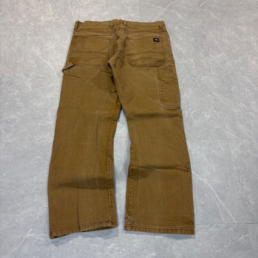 Dickies Men Carpenter Pants Duck Brown Canvas Distressed Splatter 34x30 EU1939RB